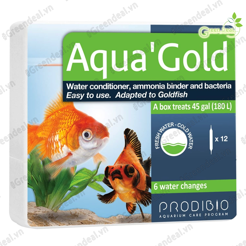 PRODIBIO - Aqua'Gold (Hộp 12 ống) | Bộ vi sinh và xử lý nước cho hồ cá vàng, ranchu, cá cảnh thủy sinh