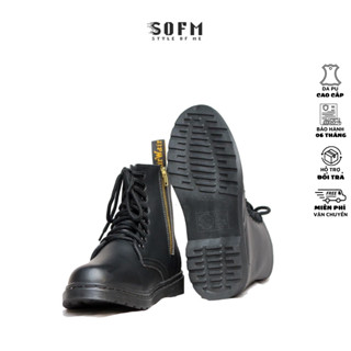 Giày Dr Martens nam cổ cao, giày bốt tăng chiều cao 5cm đế bằng cao su đúc, DOC chất liệu da PU cao cấp