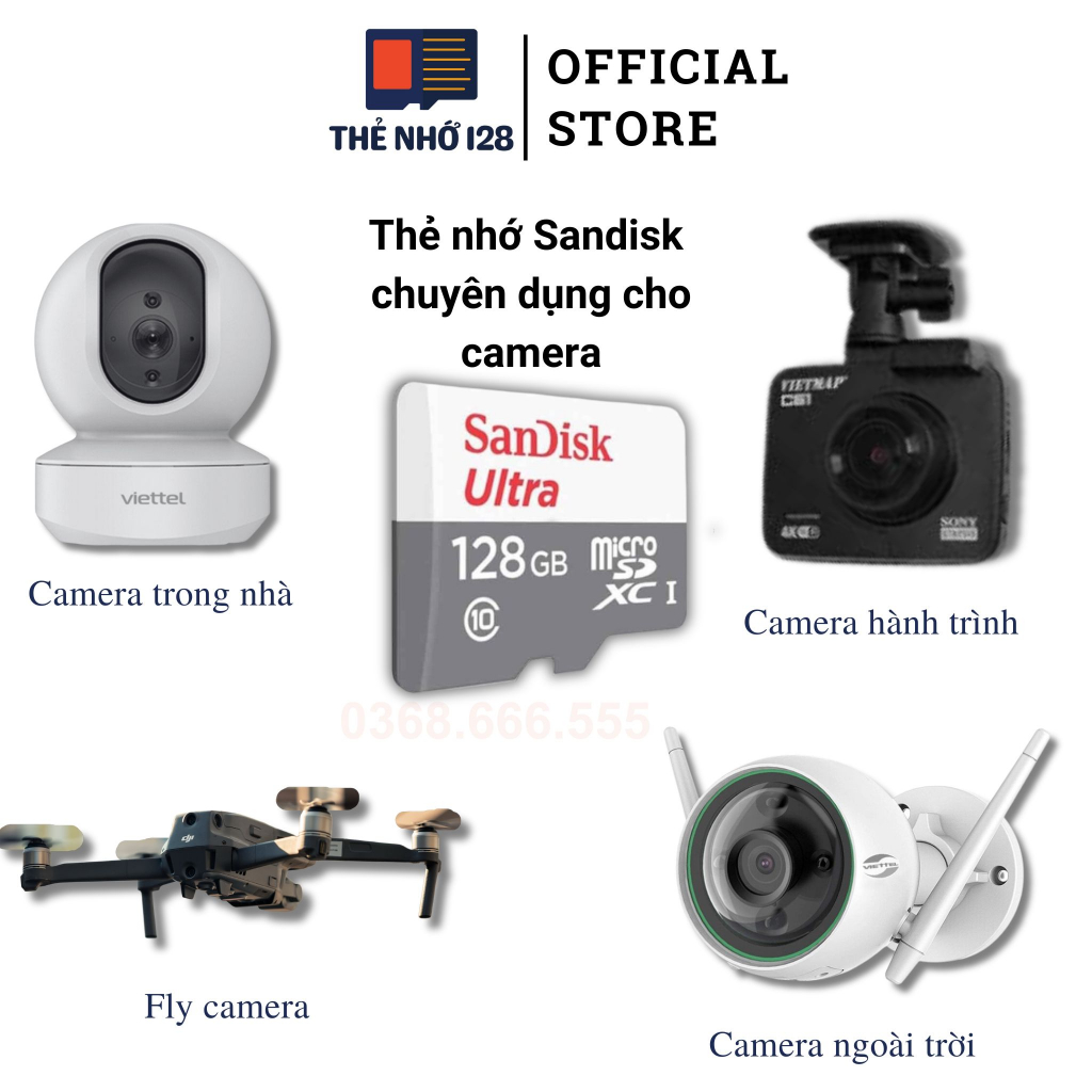 Thẻ nhớ sandisk 128GB /64GB /32Gb/16GB/8GB dùng đa thiết bị - Thẻ nhớ tốc độ cao Class 10 Ultra 667x 100MB/s -BH 5 năm