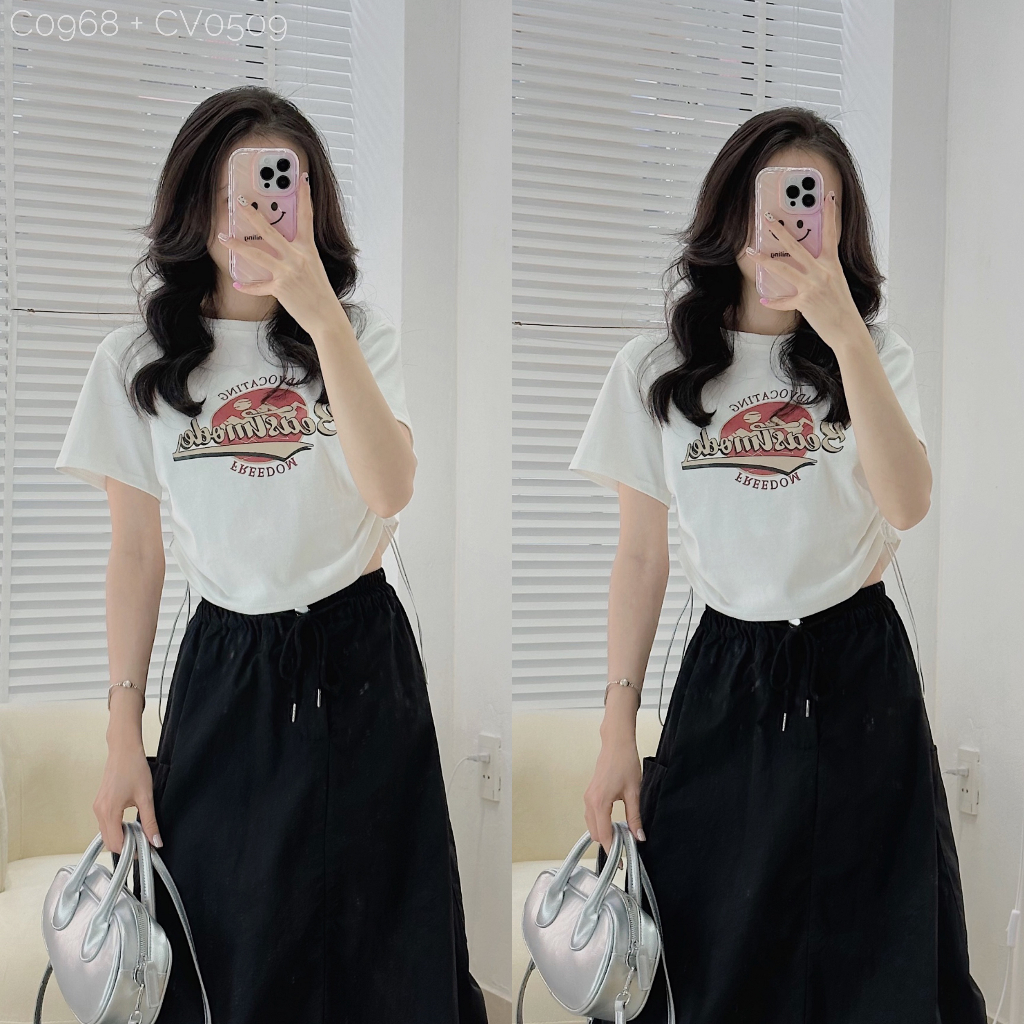 [C0968] Áo croptop phông cotton dây rút sườn BESTMODE form vừa (Có sẵn/ ảnh thật)