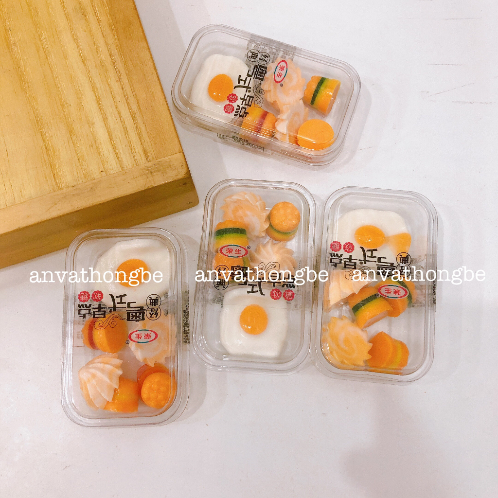 Kẹo dẻo trứng ốp la, hoa quả thơm ngon - Ăn vặt hồng bé