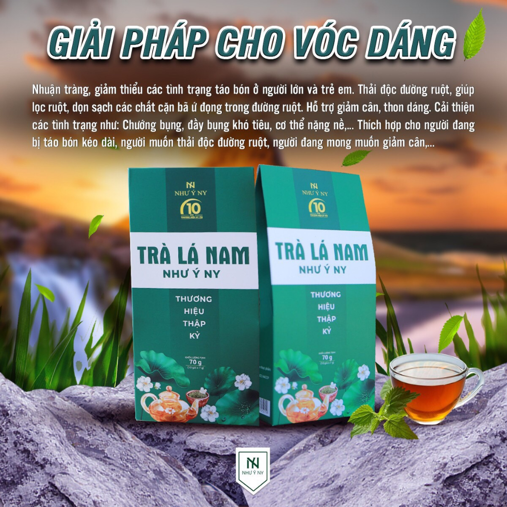 TRÀ LÁ NAM DETOX NHƯ Ý NY,TRÀ THẢI ĐỘC ĐƯỜNG RUỘT, NHUẬN TRÀNG,GIẢM TÁO BÓN DẠNG TÚI LỌC( hộp 10 gói x 7gram)