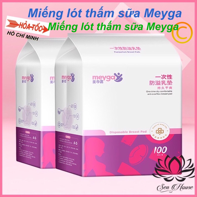 HCM_HỎA TỐC.Miếng lót thấm hút sữa Meyga 100 miếng bịch.Hàng sẵn Nowship