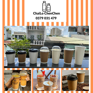 50 Ly giấy đủ size kèm nắp tiện dụng, ly giấy dùng 1 lần