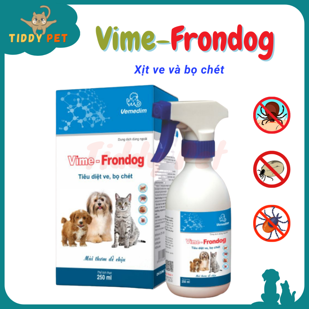 Vime Frondog Chai Xịt Trị Ve Rạn Bọ Chét cho Chó Mèo 250ml - Tiddy Pet Shop
