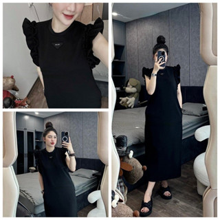 Váy suông dáng dài cổ tròn tay bèo size to, đầm bầu cộc tay big size (dưới 70kg) TM01