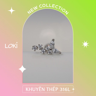 Khuyên tai đá Buterfly triple prong LOKI