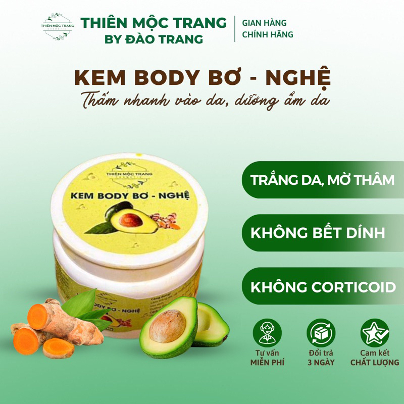 Kem dưỡng body Bơ - Nghệ Thiên Mộc Trang (2 hũ tặng kèm 1 tẩy tế bào chết body )