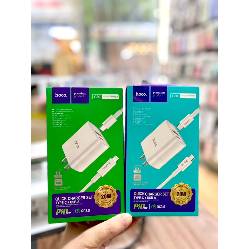 Bộ sạc nhanh PD 20w chính hãng HO.CO C80. đủ dòng 20w.( bảo hành 1 năm )