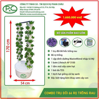 Bộ trụ đôi 66 hốc trồng rau đầy đủ phụ kiện( Phiên bản chống cúp điện )