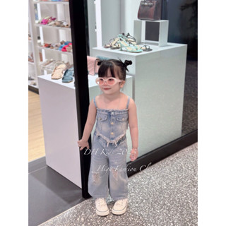 Sét jean 2 dây kèm quần suông cho bé gái siêu mềm siêu cute