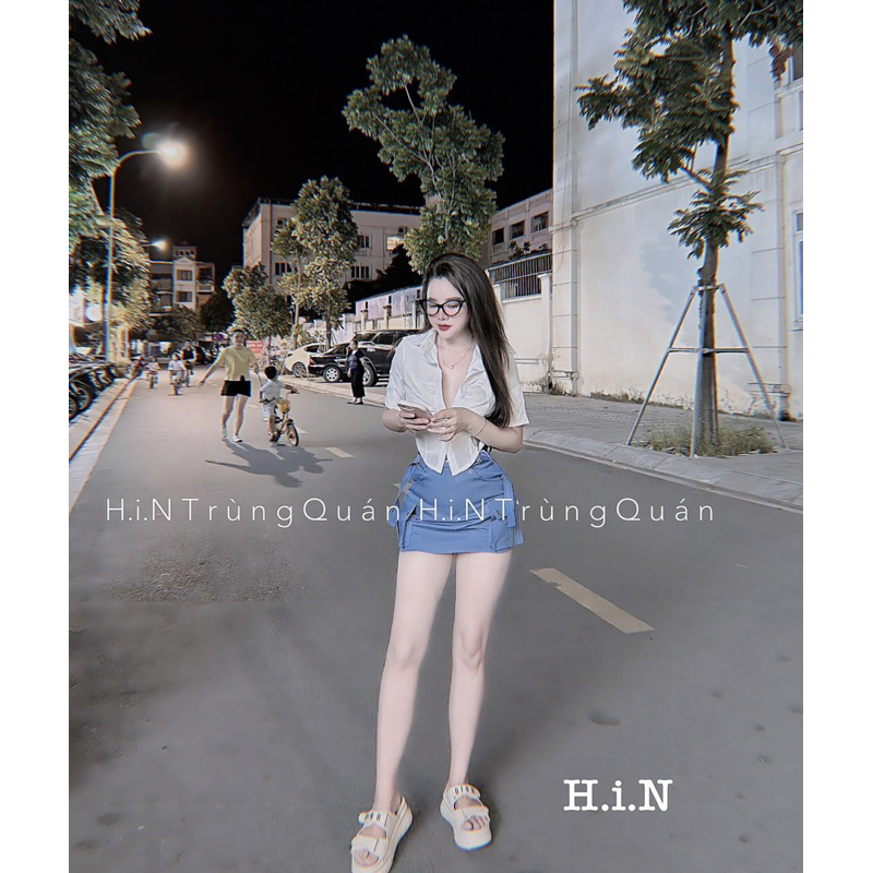 Bộ đầm nữ áo cộc tay vạt nhọn phối chân váy túi hộp