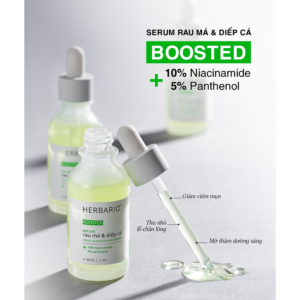 BOOSTED Serum Rau má & Diếp cá Herbario 30ml sạch mụn, thuần chay