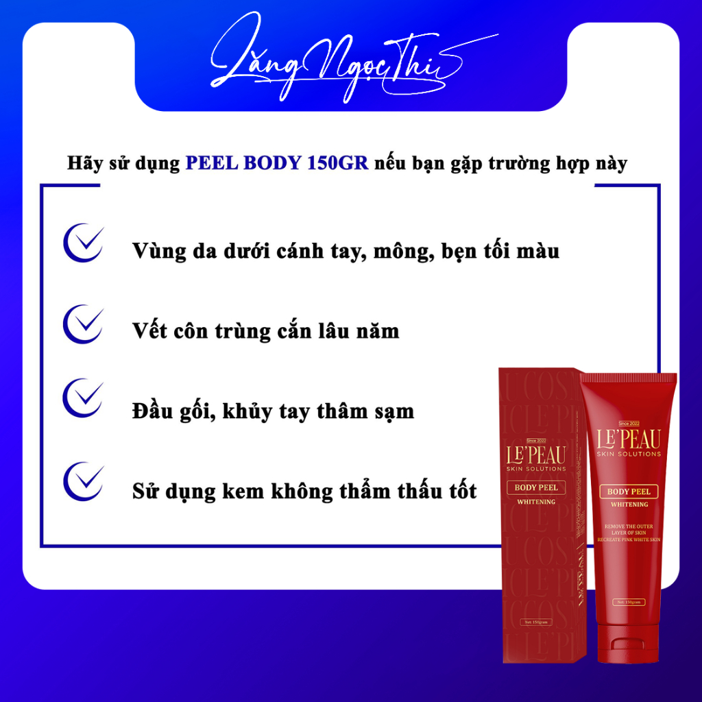 Peel nách retinol, peel body trắng da mờ thâm, dưỡng trắng, kem dưỡng ẩm 150gr - LEPEAU