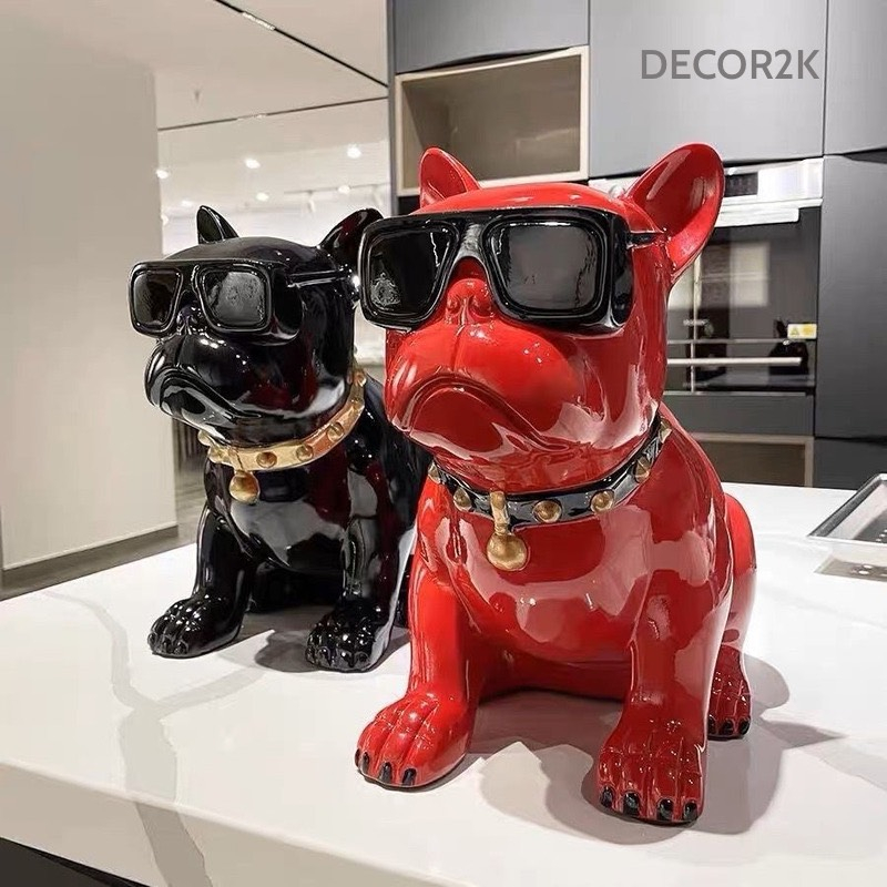 Tượng chú chó BULLDOG đeo kính cực ngầu,có ống đựng tiết kiệm