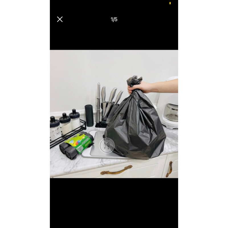 Set 3 cuộn túi rác đen tự phân hủy size trung kích thước 55x65cm