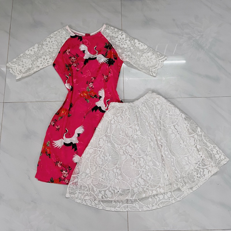 Set áo dài cách tân váy ngắn lễ Tết