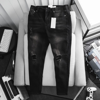 Quần jean dài nam màu đen khói mài bụi slimfit ôm dáng co giãn xuất xịn