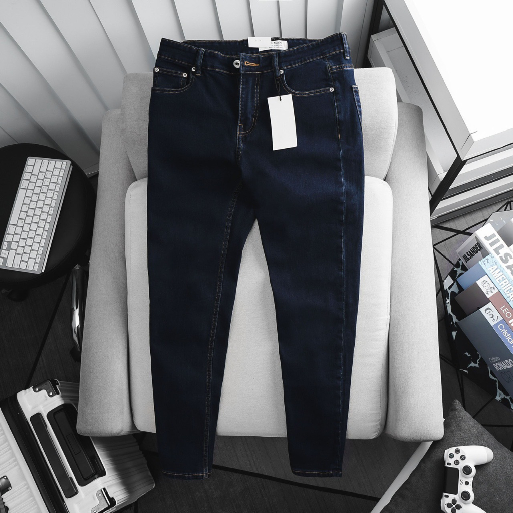 Quần jean nam big size slimfit co giãn trơn màu xanh xám hàng vnxk xịn