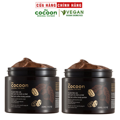 Combo 2 HŨ Cà phê Đắk lắk làm sạch da chết COCOON 200ml(Dak lak coffee body polish)