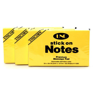 Giấy sticky on notes, giấy note, giấy ghi chú có keo unicorn unc vàng - 1 xấp