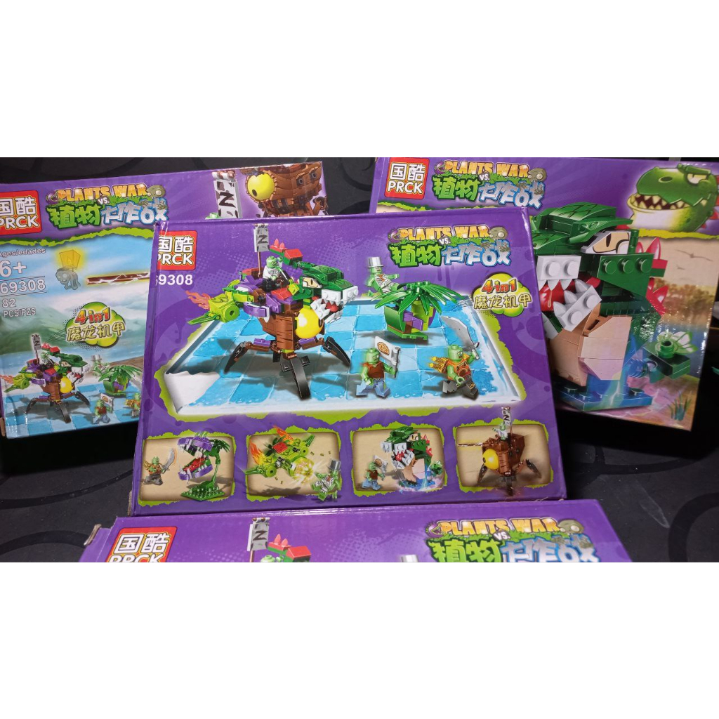 Bộ Gạch Nhựa Xếp Hình Bắn Zombie, Trò Chơi Plant & Zombies Cho Bé, Hộp Size 19cm  07061