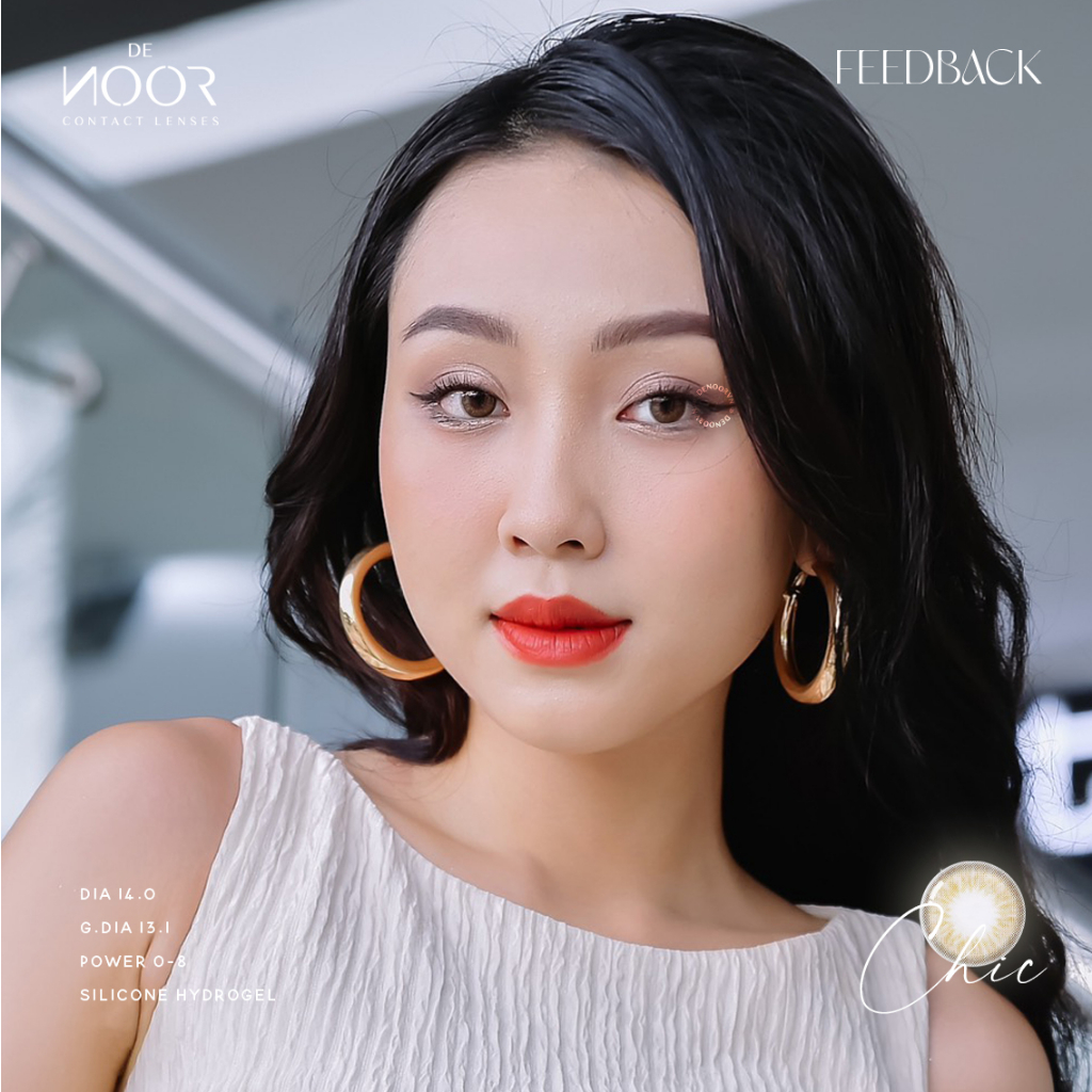 Chic - Lens Nâu Trà Sữa Giãn Nhẹ Hot Tiktok - Silicone Hydrogel Siêu Êm - Chính Hãng Hàn Quốc - DeNOOR