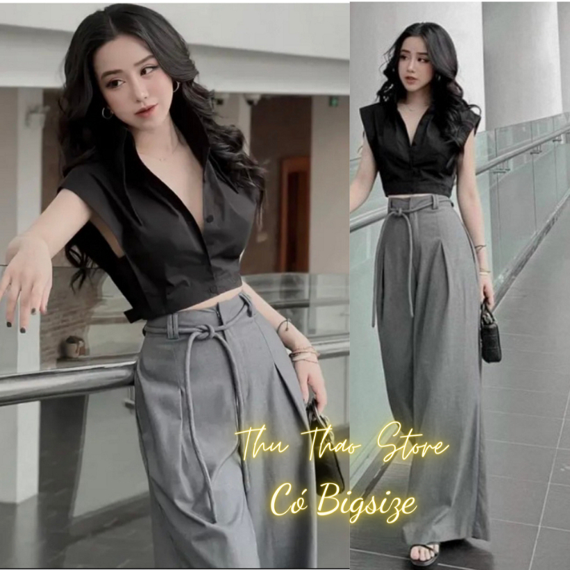 Quần ống rộng dây dai chât golt nhật cao cấp. chất rủ. mịn mướt.M135