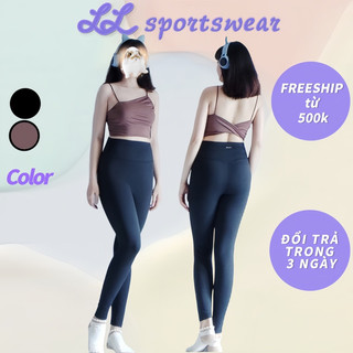 Đồ tập gym yoga nữ, áo bra lệch vai cao cấp, quần legging lưng cao