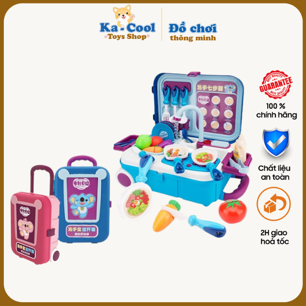 Bộ Vali đồ chơi bếp có bồn rửa rau củ quả, nước chảy tuần hoàn cho bé thỏa sức làm đầu bếp TYFDR, E201 KOALA