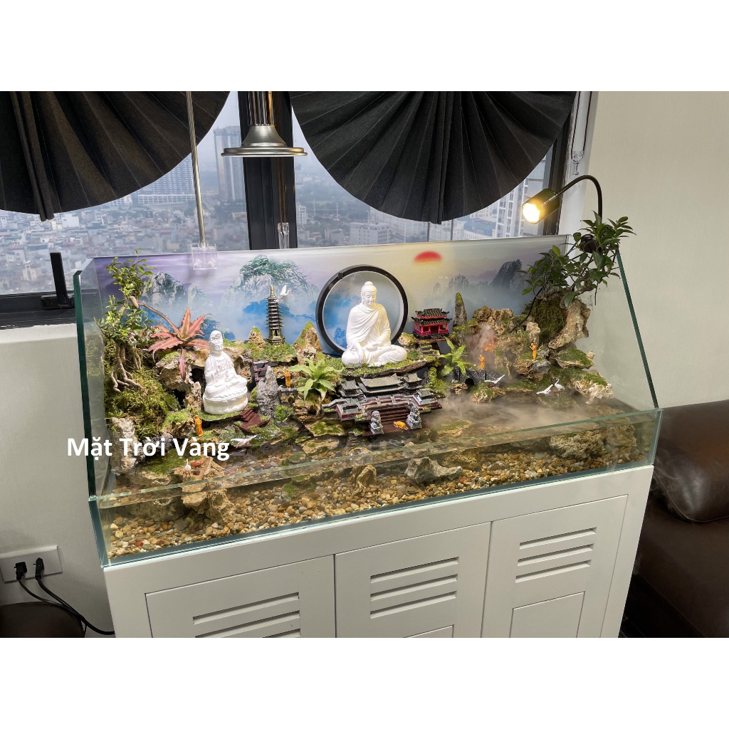 Đèn vòng tròn phát sáng trang trí tượng Phật - trang trí bán cạn, tiểu cảnh