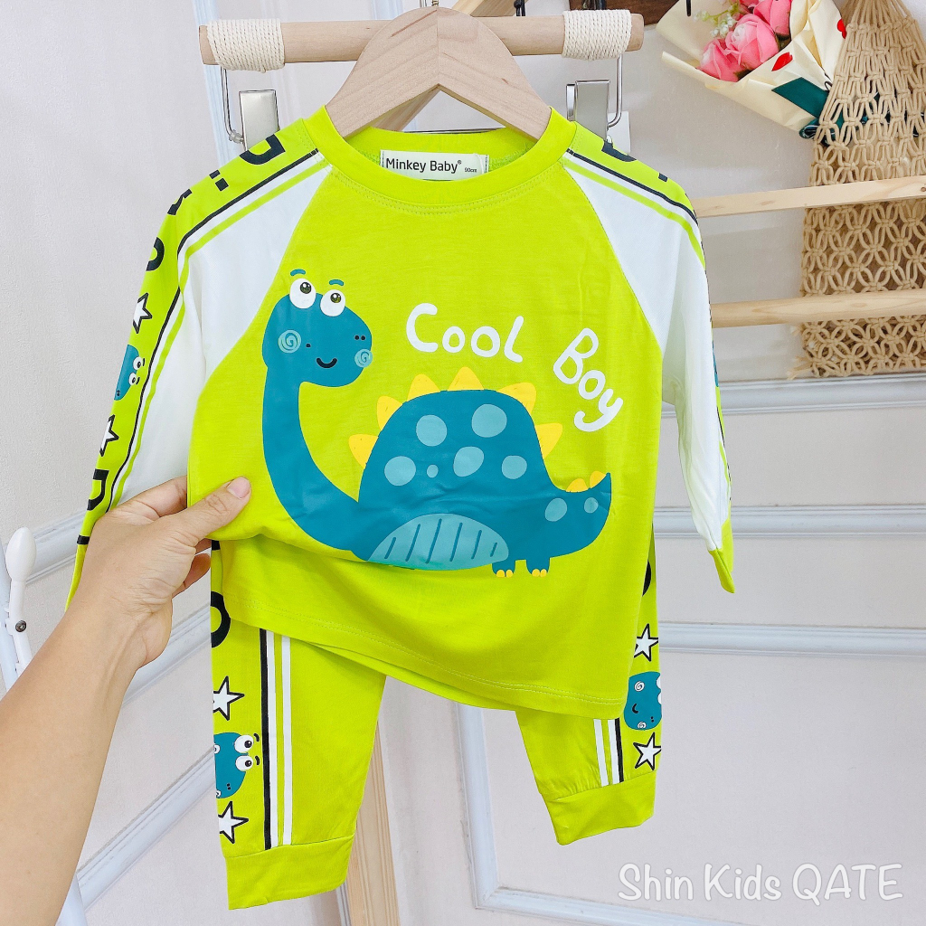 Dài Tay Thun Lạnh Minkey Baby In Hình ĐôRêMon Phối Viền Dáng Thể Thao  Dành Cho Bé.Đồ Bộ cho Bé