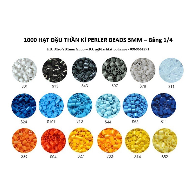 1000 hạt đậu thần kì 5MM  Perler beads, Hama beads, Hạt màu kì thú, Phụ kiện Rave