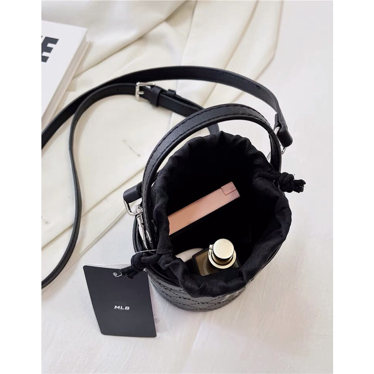 Túi xách nữ túi MLB NY hình trụ dây rút size 13 full hộp _N03