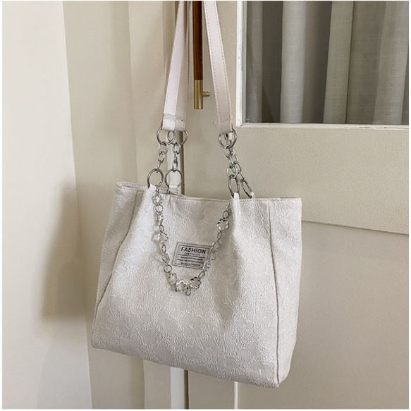 Túi vải đi học, siêu chảnh, loại to kẹp nách hoa văn _N02