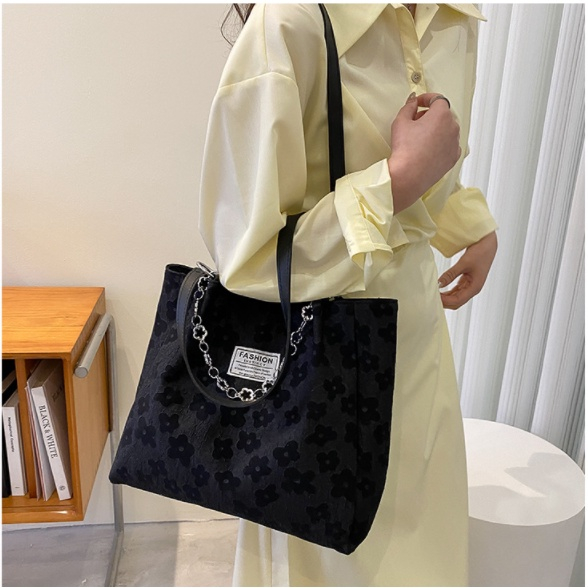 Túi vải đi học, siêu chảnh, loại to kẹp nách hoa văn _N02