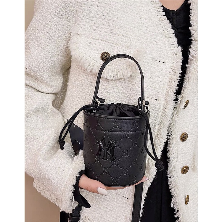 Túi xách nữ túi MLB NY hình trụ dây rút size 13 full hộp _N03