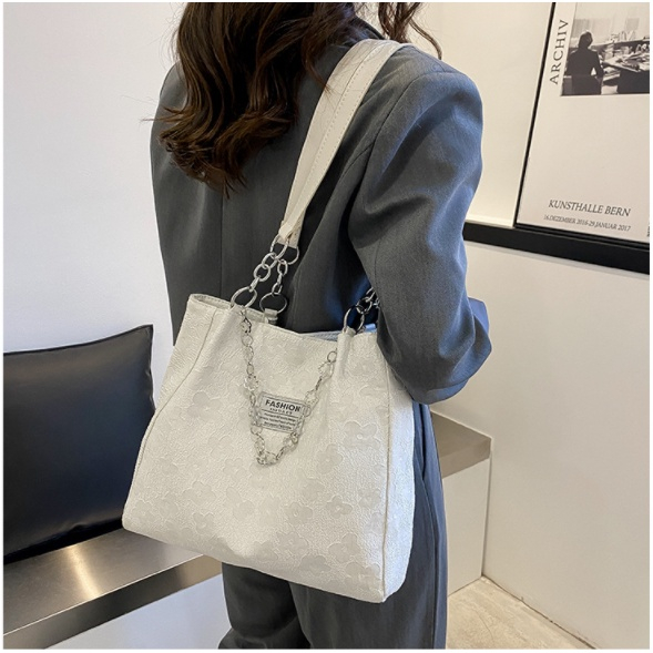 Túi vải đi học, siêu chảnh, loại to kẹp nách hoa văn _N02