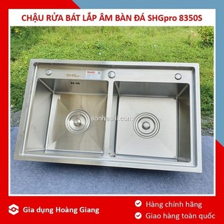 Chậu rửa bát sơn hà shg pro 8350s inox 304 thiết kế 2 tầng lắp âm bàn đá