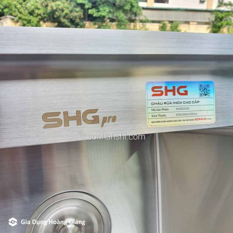 Bồn rửa bát SHGpro 8350S inox 304 thiết kế 2 tầng lắp âm bàn đá