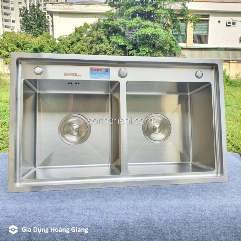 Bồn rửa bát SHGpro 8350S inox 304 thiết kế 2 tầng lắp âm bàn đá