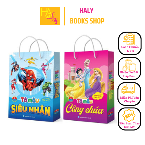 Sách - Tô màu Siêu Nhân, Tô màu Công Chúa Dành cho bé 2-6 tuổi (6 Cuốn)