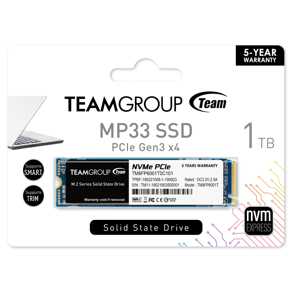 SSD TEAMGROUP MP33  M.2 2280 PCIe 3x4 SLC Cache 3D NAND TLC NVMe 1.3 - Chính Hãng Bảo Hành 3 Năm