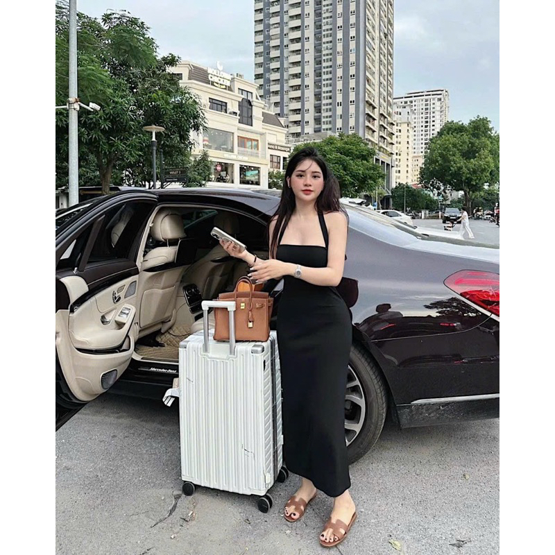 Váy Cổ Yếm Chất Zip Dáng Dài Mã NF022