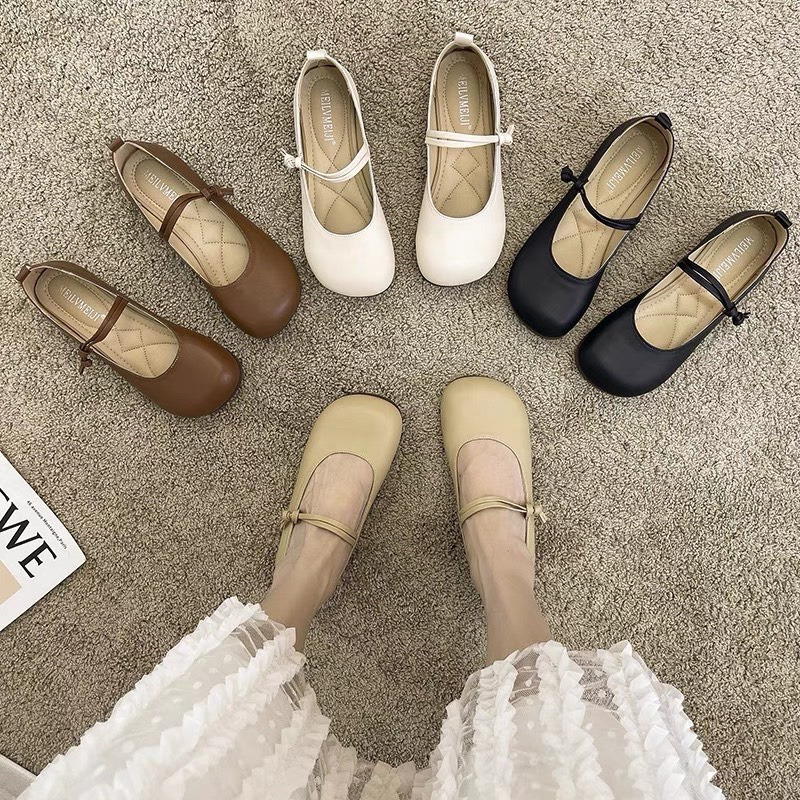 Giày búp bê da mềm mũi tròn đế siêu êm cao cấp