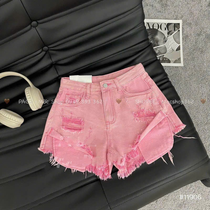 Quần shorts đùi jeans rách đùi tua rua lòi túi (7 màu) - T5L | BigBuy360 - bigbuy360.vn