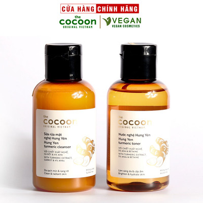 Combo Sữa rửa mặt nghệ Hưng Yên cocoon 140ml + Toner nước nghệ cocoon 140ml