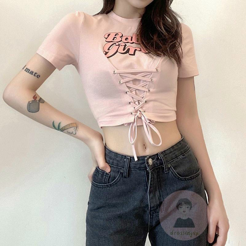 Áo thun croptop bigsize đan dây
