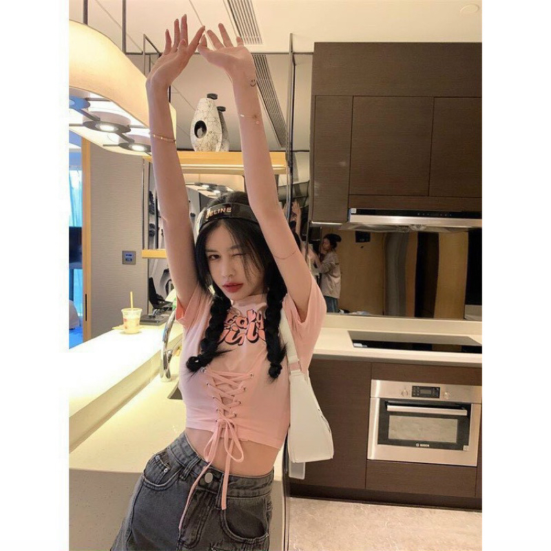 Áo thun croptop bigsize đan dây