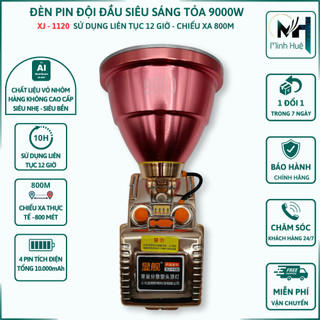 Đèn pin đội đầu siêu sáng 9000W chiếu xa 800m tích điện 10 giờ đổi 3 màu tặng kèm dây đeo đầu thay thế Đèn đội đầu